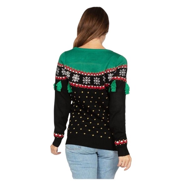 Woman Small TIPSY ELVES Christmas Tree Tassel Ugly Holiday Sweater Party Festive - Picture 3 of 12